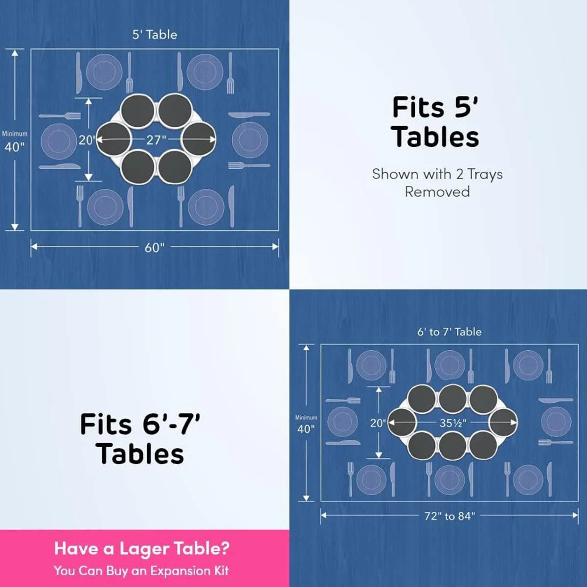 2/4/6/8-trays The Lazy Susan Revolution food Rotating tray turntable portable board non-slip dine-table dineware accessories